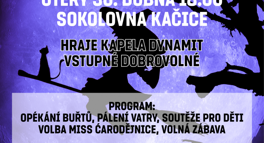 Plakát - Pálení čarodějnic Sokol Kačice 2024